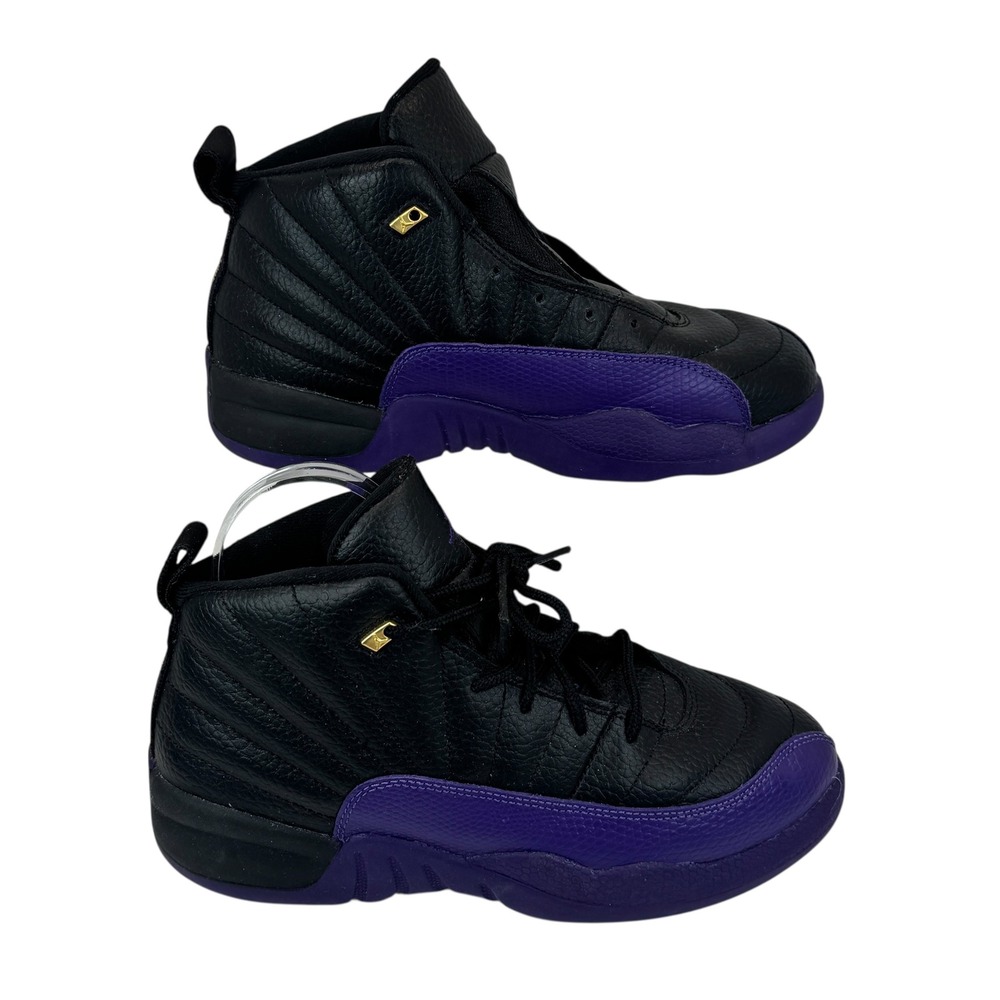 Kids Air Jordan 12 Retro Black Purple Youth‎ Size 3Y Basketball Sneakers - Picture 3 of 9